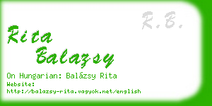 rita balazsy business card